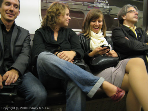 Yuri, Natalie, Annika, and Leo ride the metro