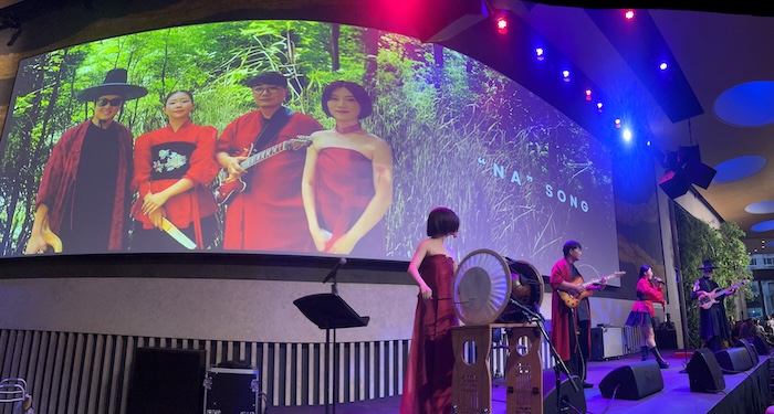 Gonia playing in the David Rubenstein Atrium