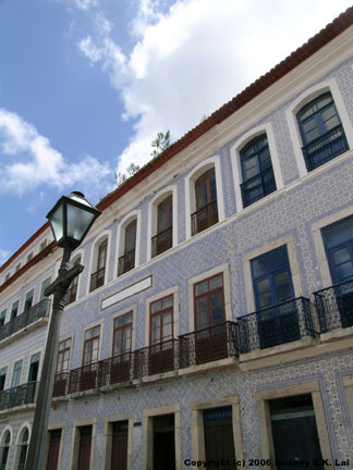 Building with azulejos tiles